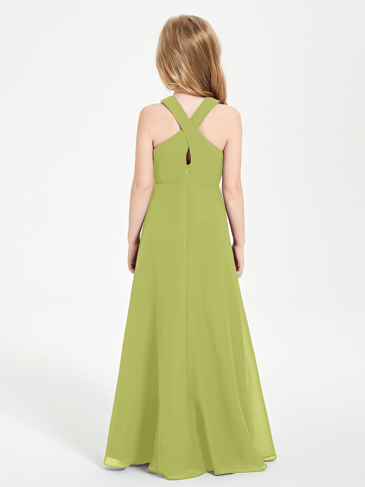 Grecian Neckline Long Dresses for Junior Bridesmaids Clover